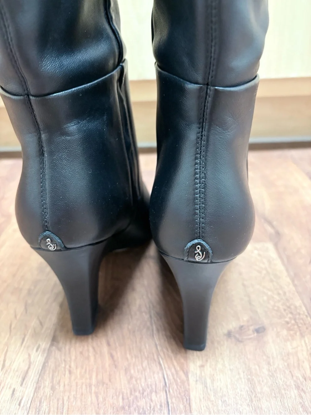 Sam Edelman Black Leather Over-the-Knee Pointed-Toe Boots